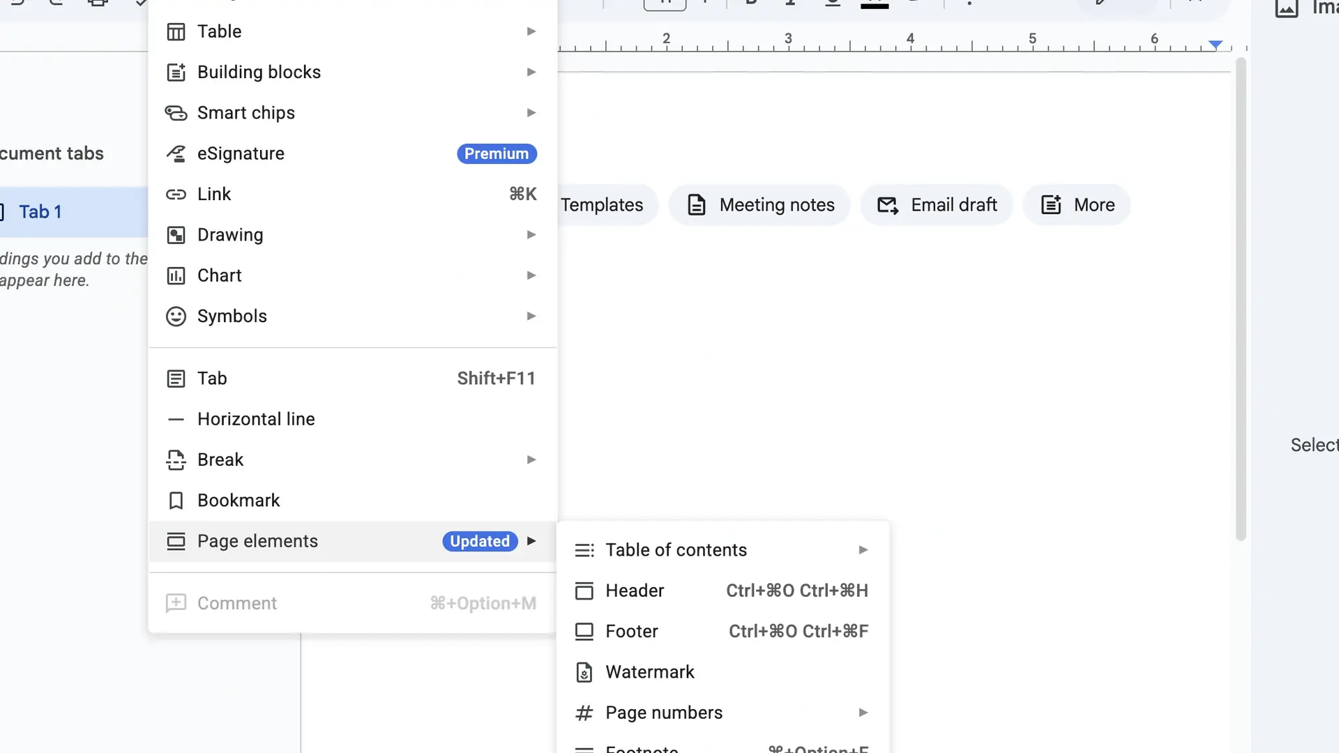 Steps to insert a background image in Google Docs: